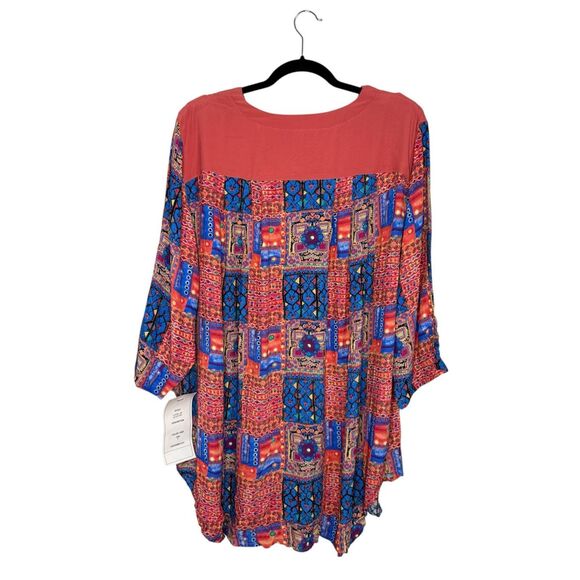 Vintage We Be Bop Women’s 1X Tunic Top Artsy Abstract Patchwork Relaxed 90s NEW - Picture 3 of 5